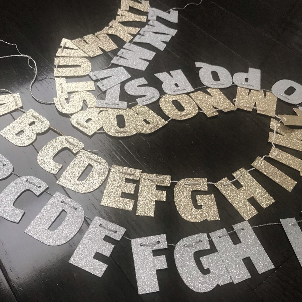 13 Letter Custom Mini Banner - Champagne or Silver